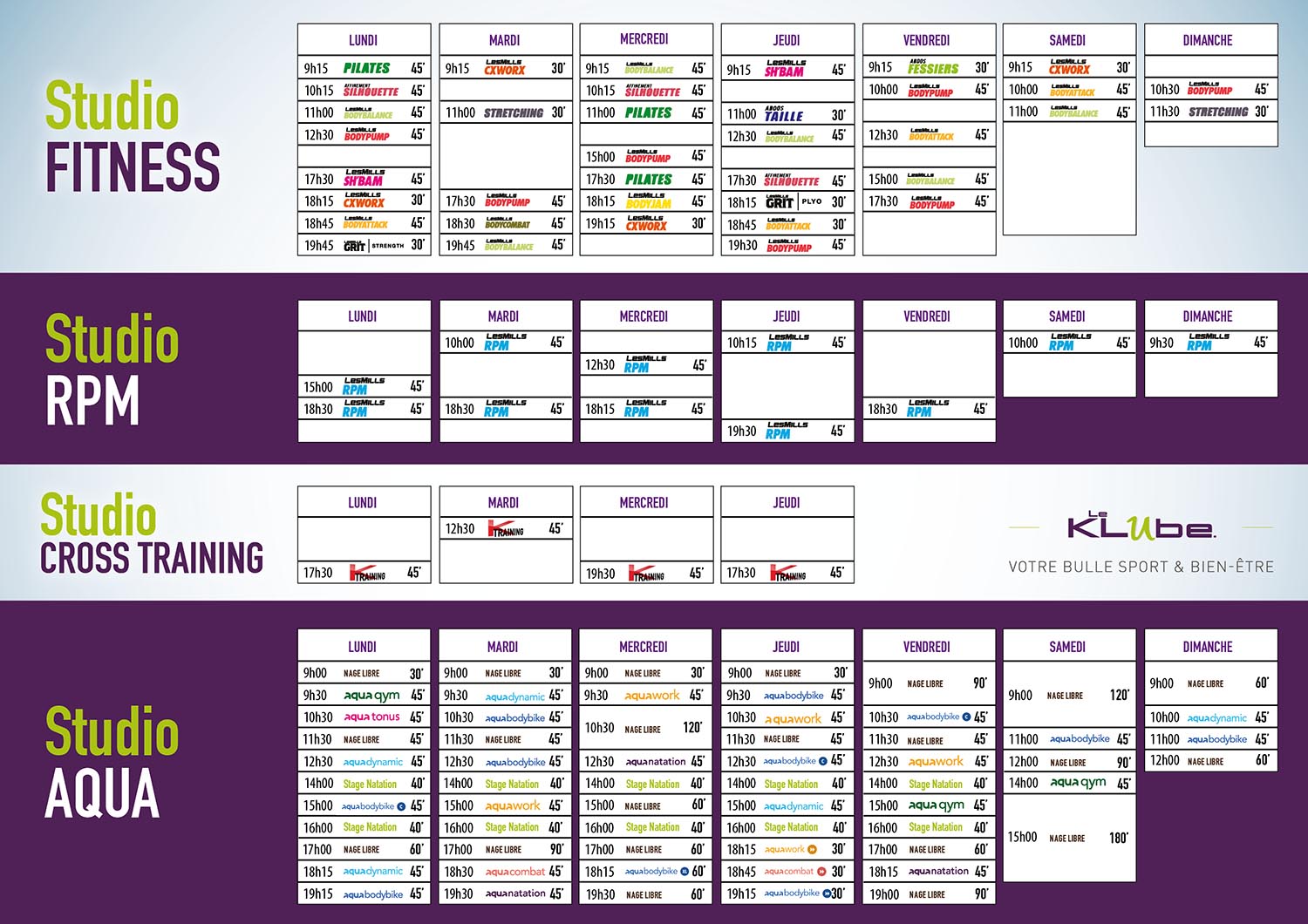 Le Klube : Planning d'été